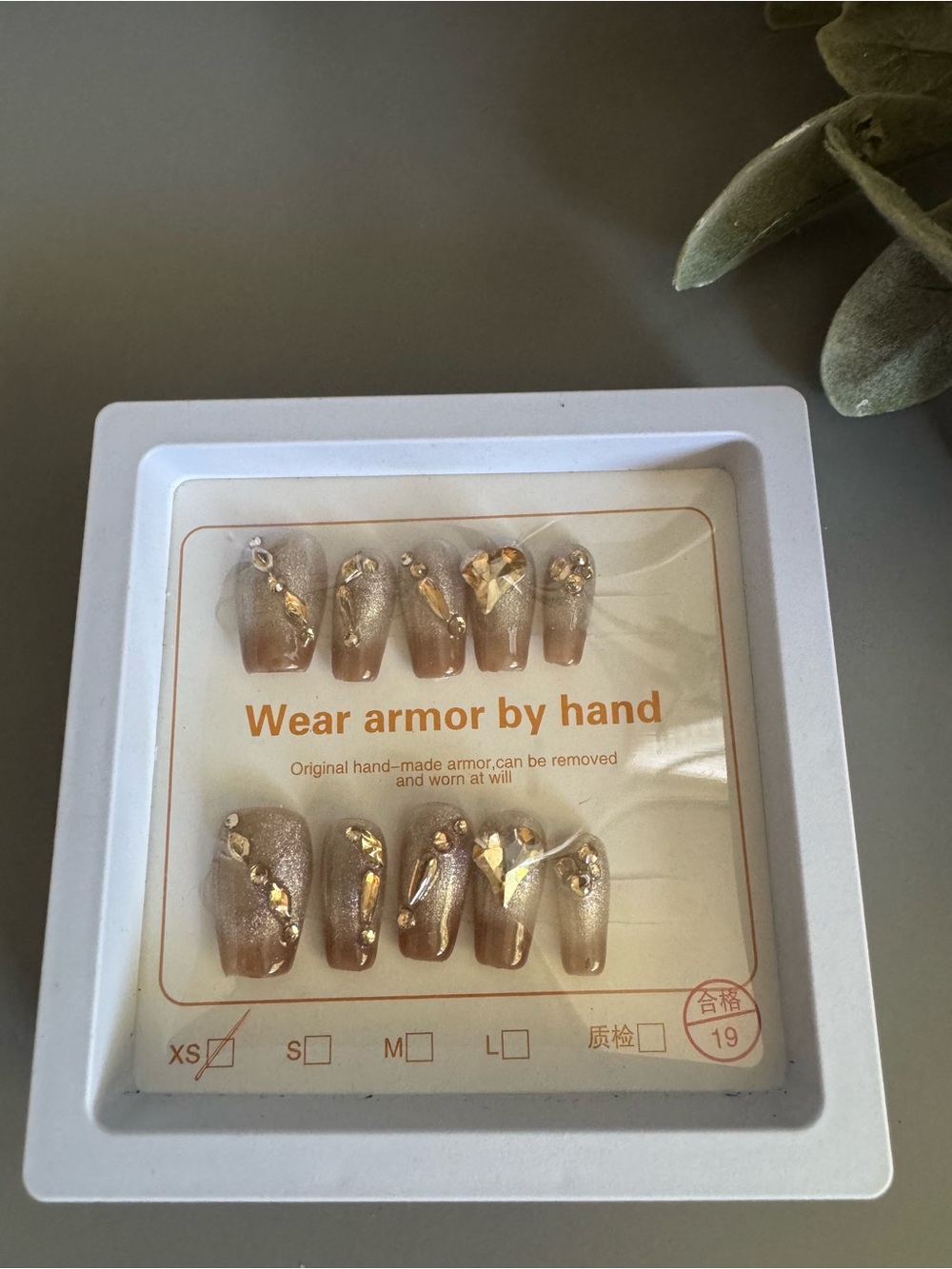 Gold Glitter Press-On Nails with Gold Foil Accents